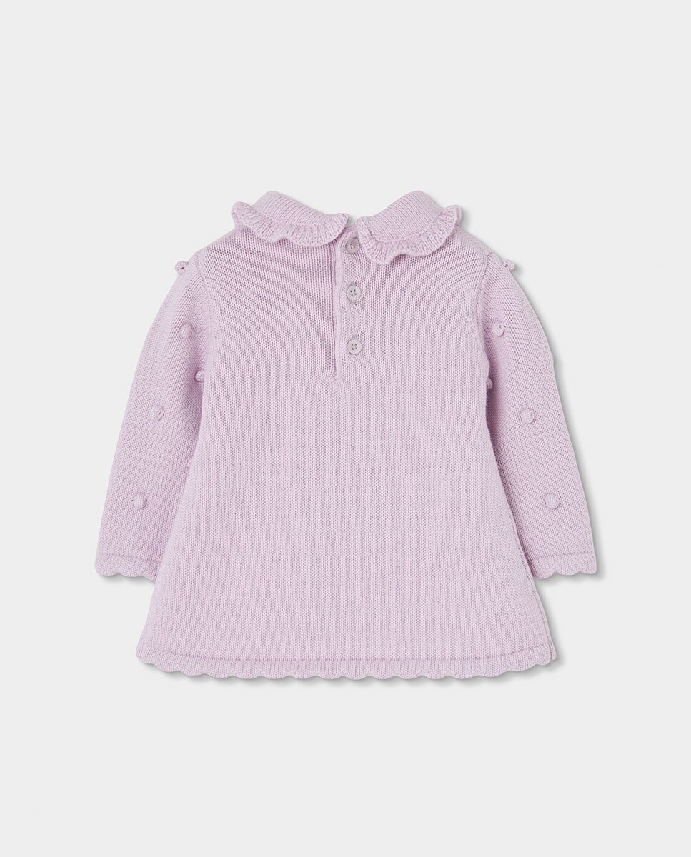 Casaco de Malha para Bebé de Manga Comprida com Gola Redonda Rosa / Branco-2