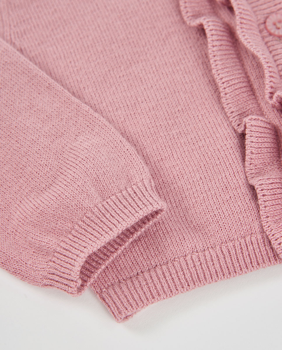 Vestido de Malha para Bebé de Manga Comprida Aos Quadrados Rosa-4