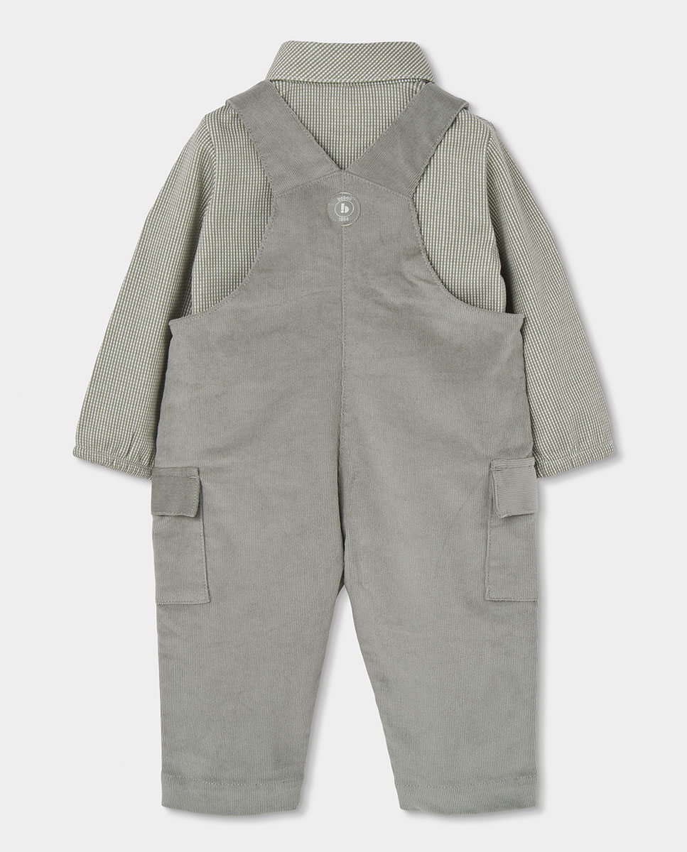 Conjunto de Malha para Bebé em Algodão com Gola Tipo Camisa Cinzento-2