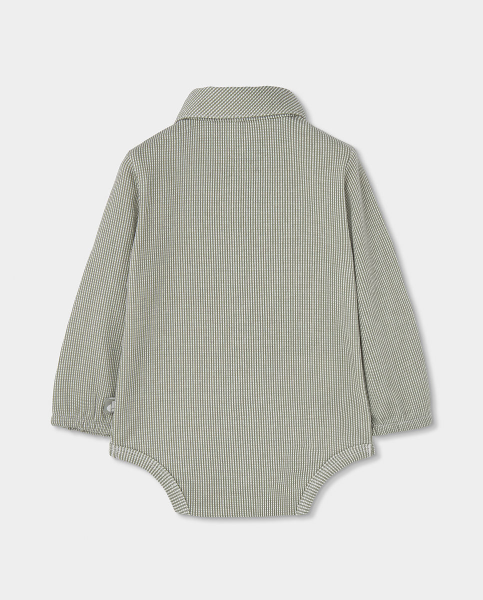Conjunto de Malha para Bebé em Algodão com Gola Tipo Camisa Cinzento-5