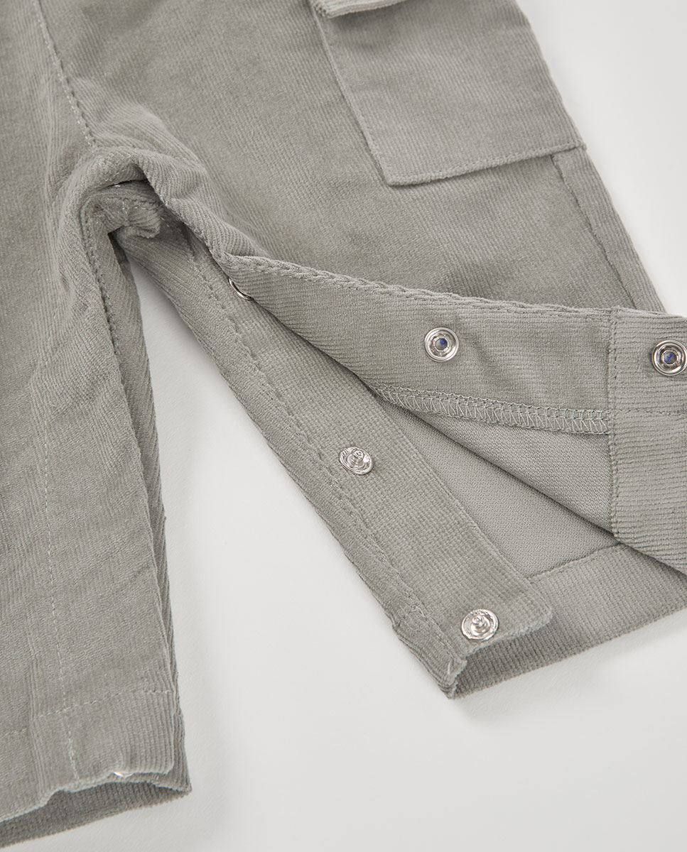 Conjunto de Malha para Bebé em Algodão com Gola Tipo Camisa Cinzento-7
