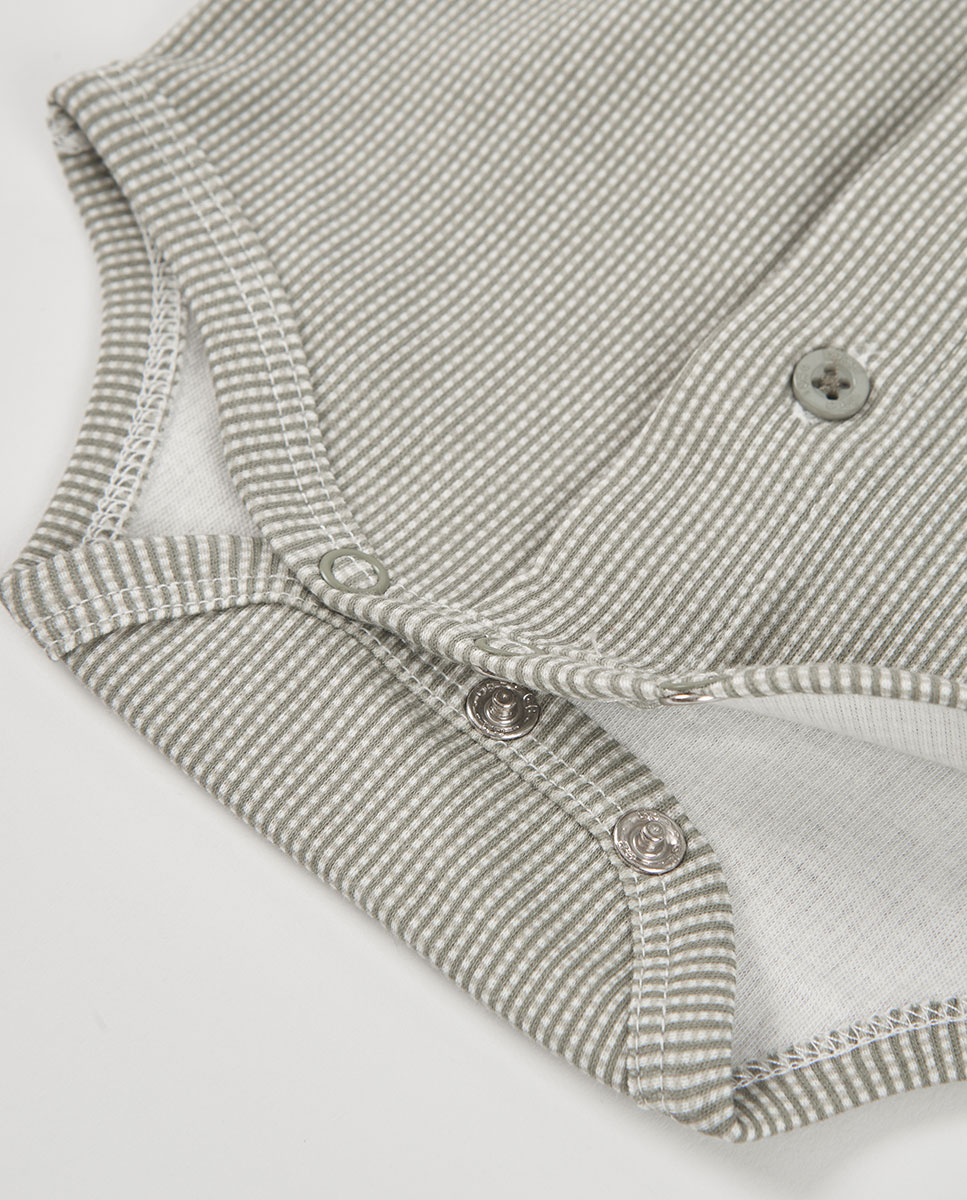 Conjunto de Malha para Bebé em Algodão com Gola Tipo Camisa Cinzento-8
