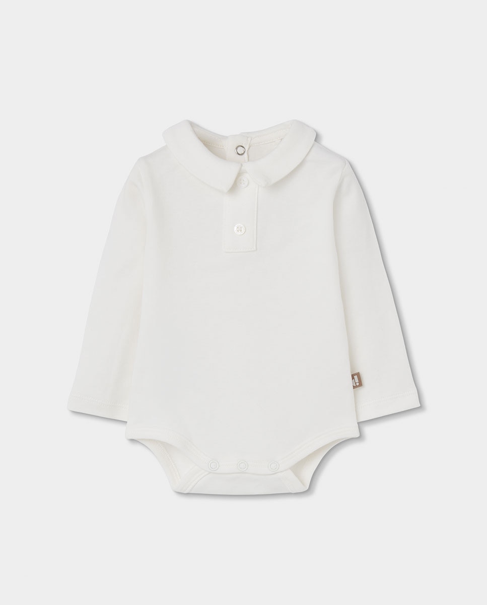 Camisola de Malha para Bebé de Manga Comprida com Gola Redonda Branco / Carvalho-3