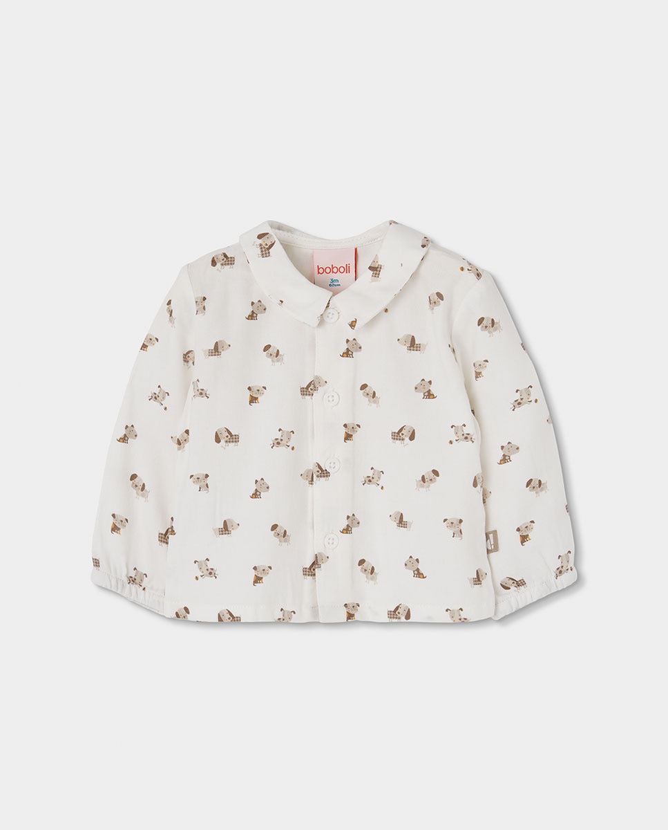Camisola de Malha para Bebé de Manga Comprida com Gola Redonda Branco / Carvalho-3