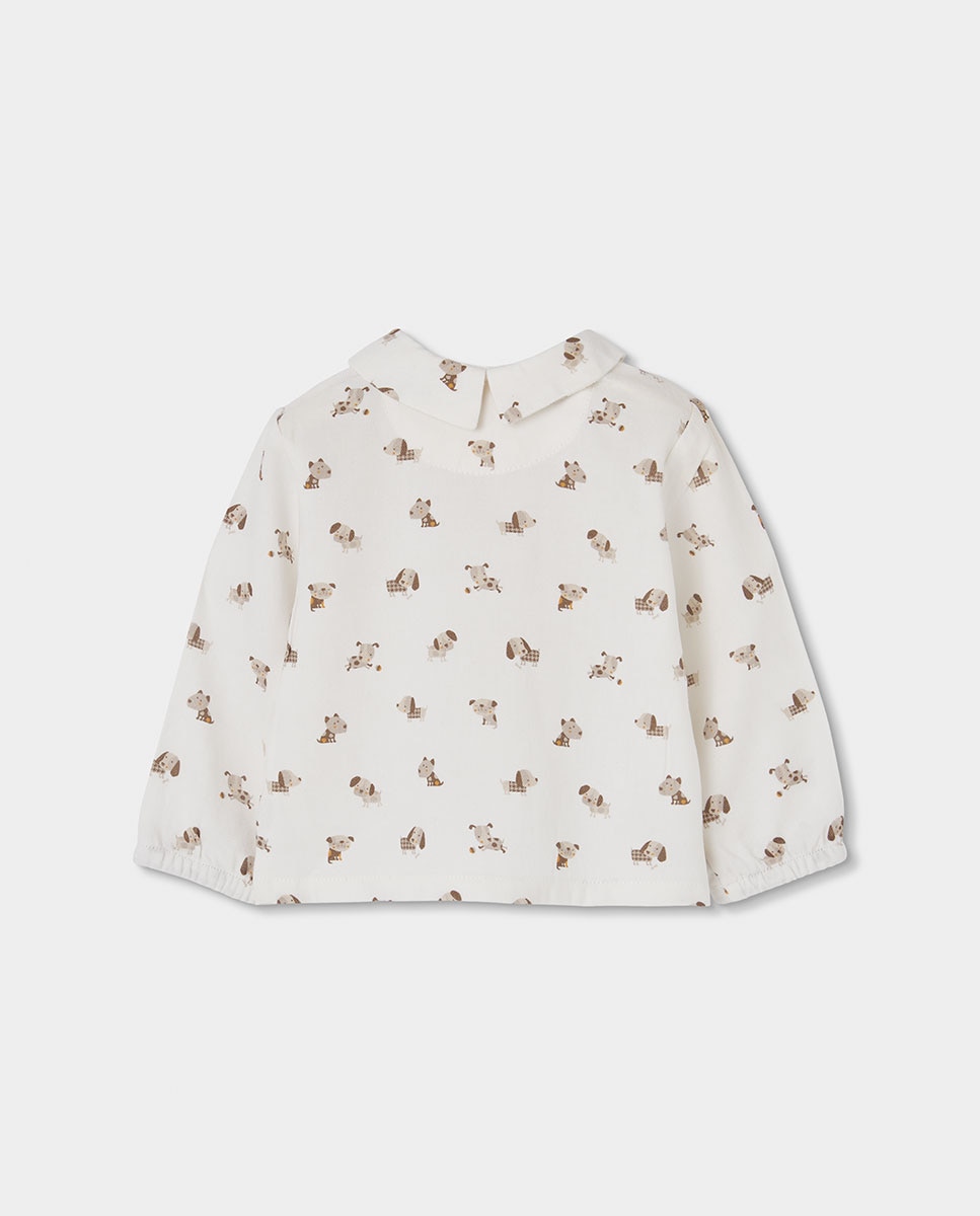 Camisola de Malha para Bebé de Manga Comprida com Gola Redonda Branco / Carvalho-5