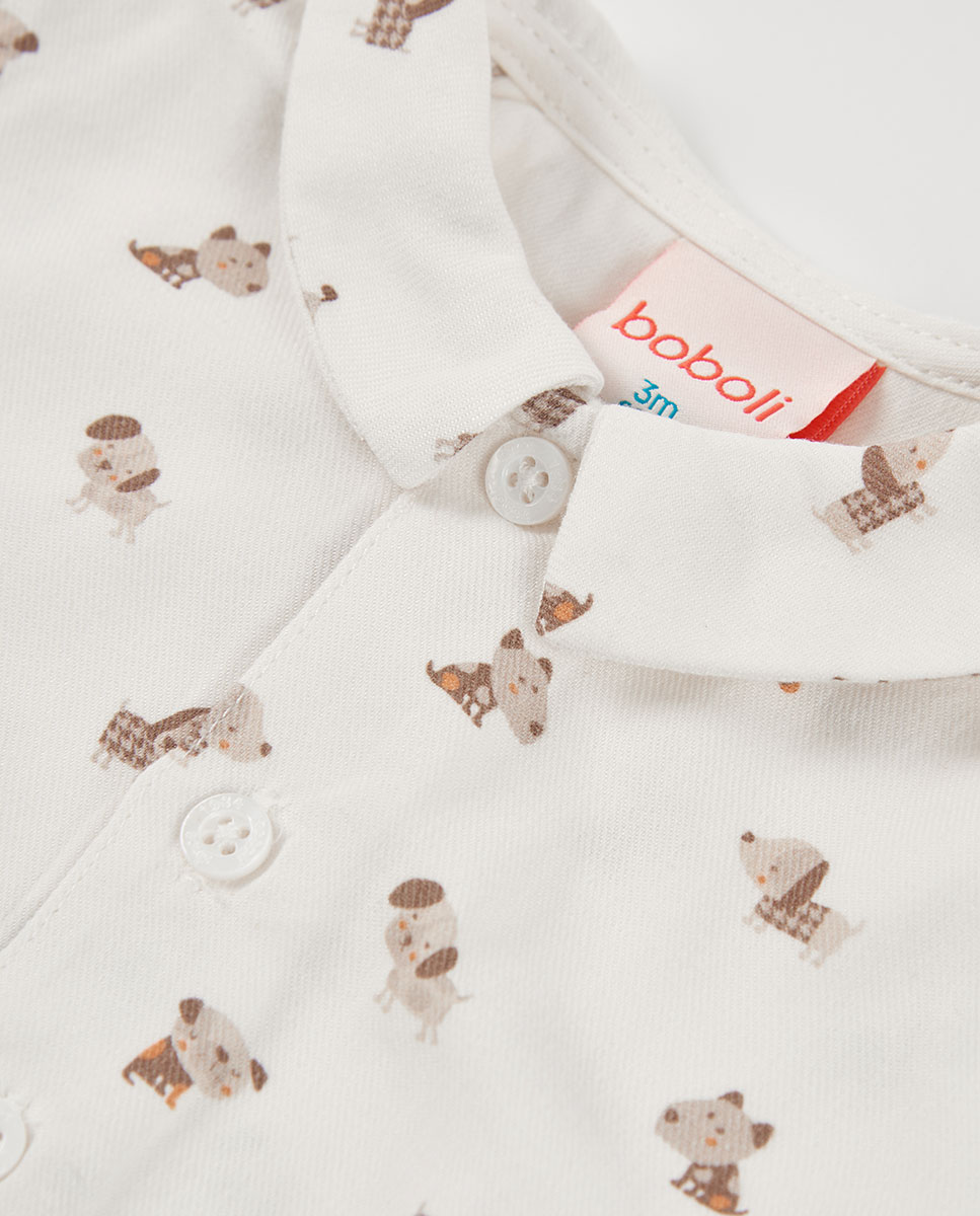 Camisola de Malha para Bebé de Manga Comprida com Gola Redonda Branco / Carvalho-7