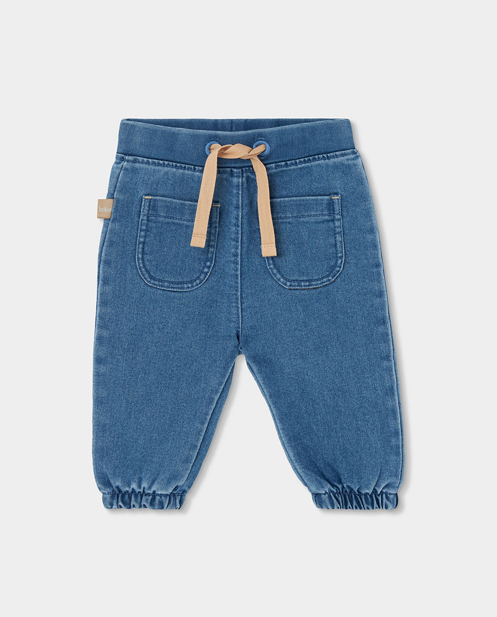 Conjunto para Bebé de Algodão com Manga Comprida e Gola Redonda Azul denim-4