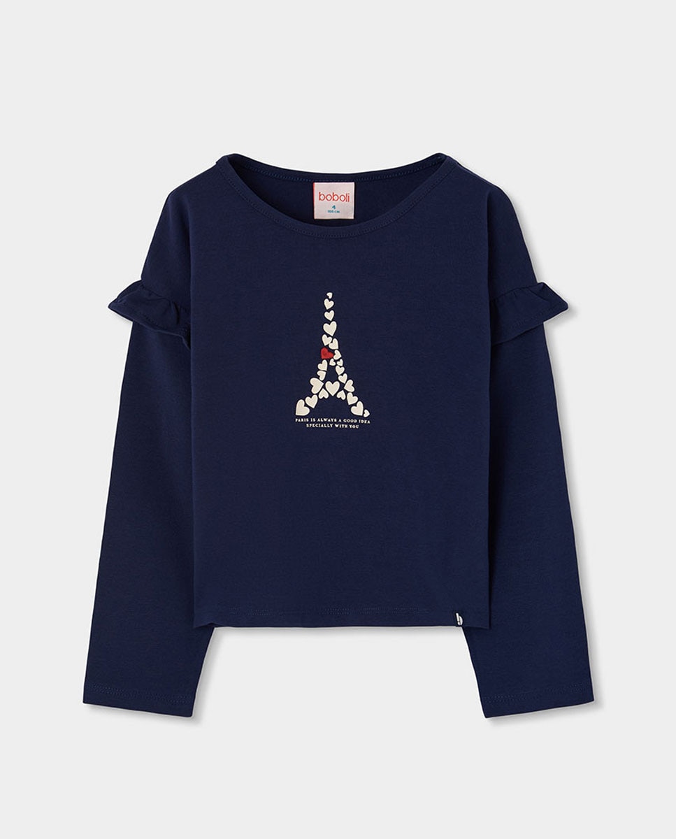 Imagem 0 de T-shirt Infantil de Manga Comprida com Gola Redonda