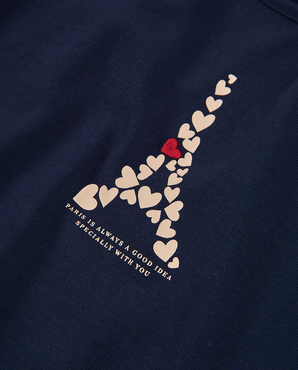 T-shirt Infantil de Manga Comprida com Gola Redonda Branco / Vermelho-3