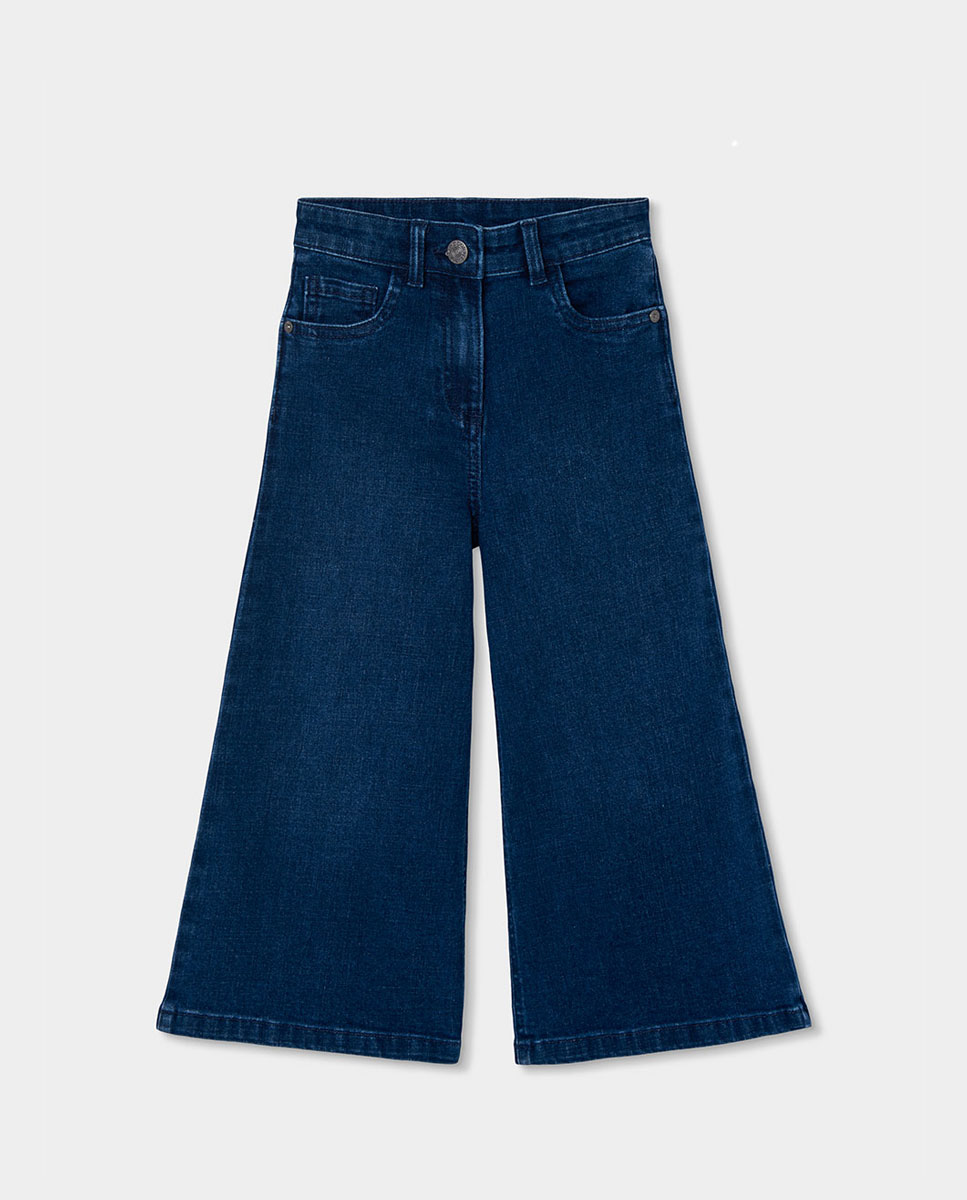 Imagem 0 de Calças Jeans À Boca de Sino com Cintura Subida Infantil