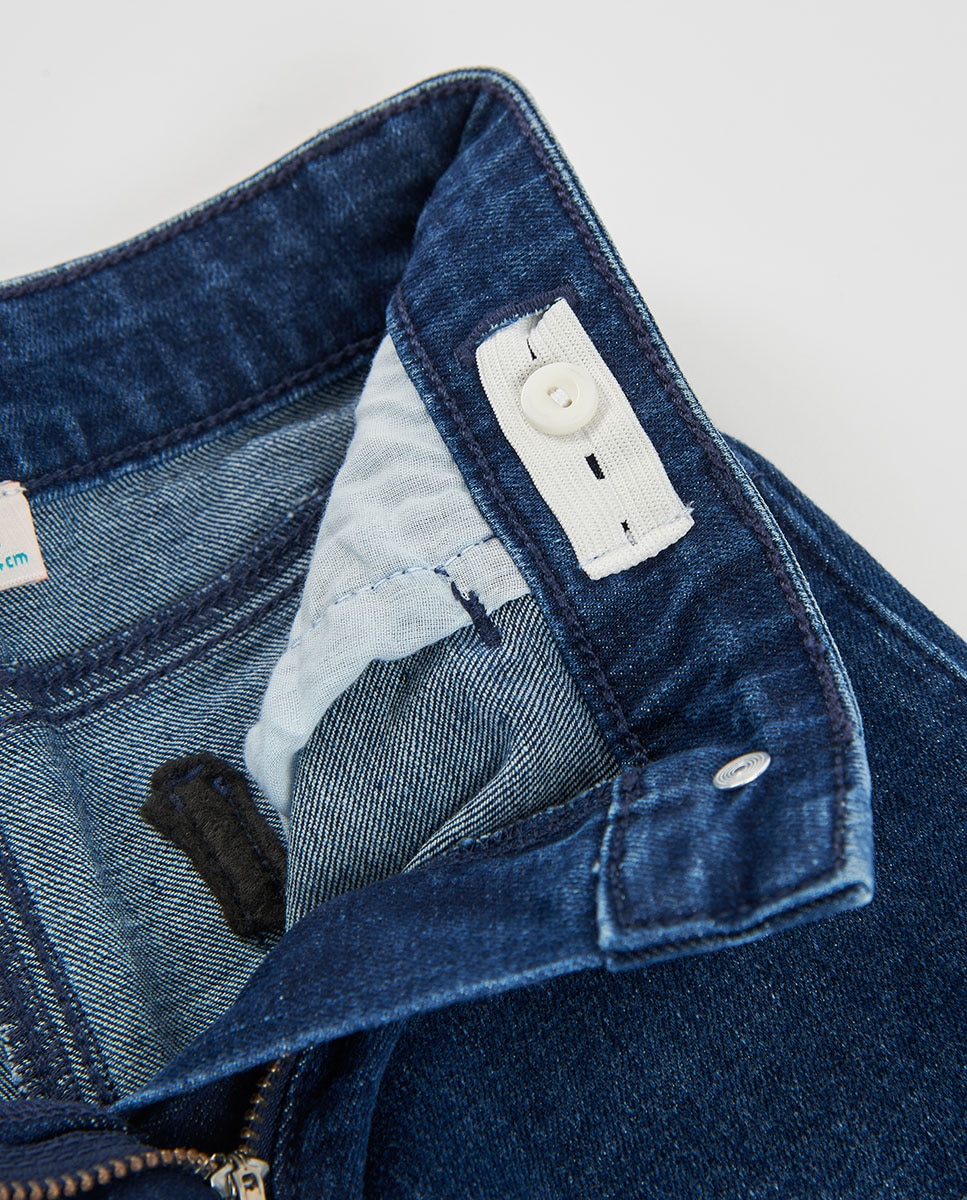 Calças Jeans À Boca de Sino com Cintura Subida Infantil Azul denim-4