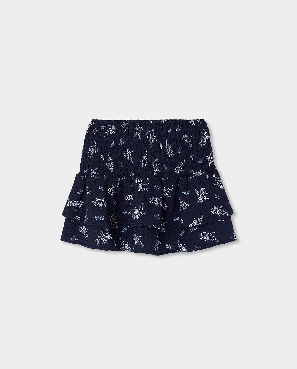 Saia Infantil com Estampado de Flores Azul-marinho-2