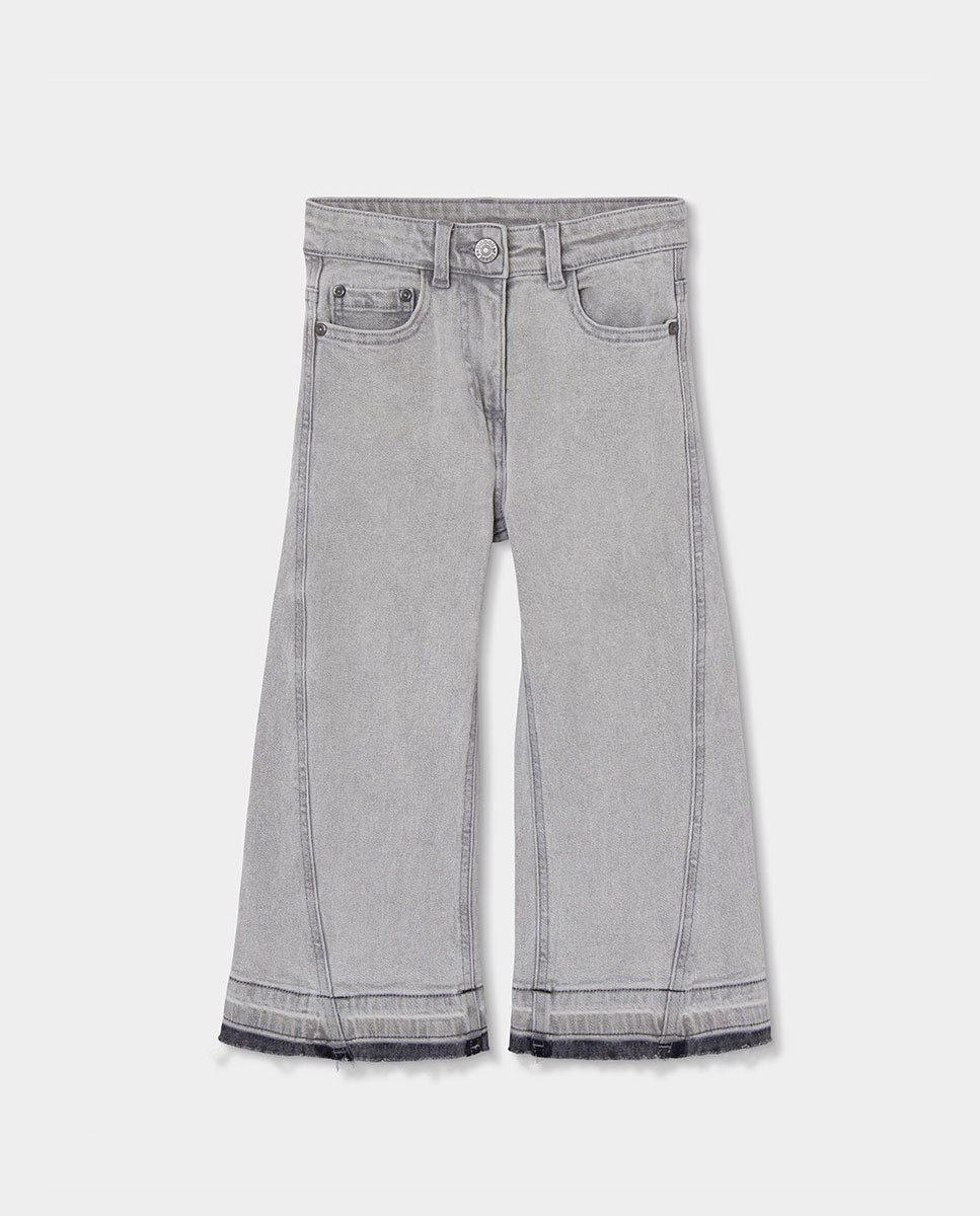 Imagem 0 de Calças Jeans Infantil de Algodão de Cintura Subida e Corte Amplo
