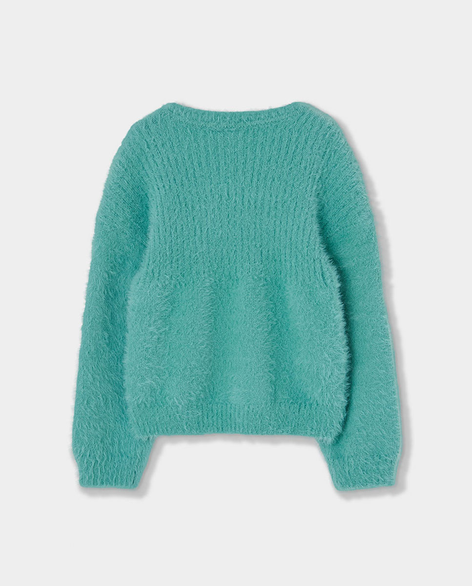 Camisola Infantil de Manga Comprida com Gola Redonda Verde-claro-2