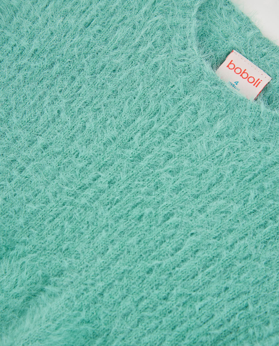 Camisola Infantil de Manga Comprida com Gola Redonda Verde-claro-3