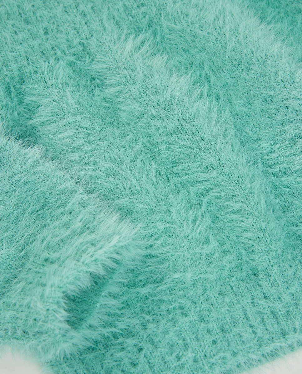 Camisola Infantil de Manga Comprida com Gola Redonda Verde-claro-4