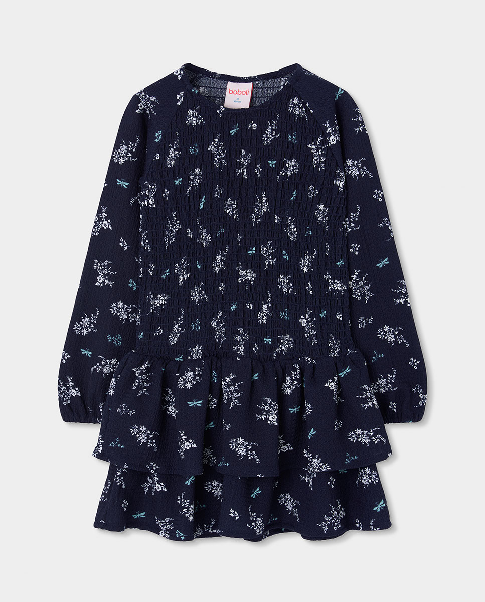 Imagem 0 de Vestido Infantil de Manga Comprida com Estampado de Flores
