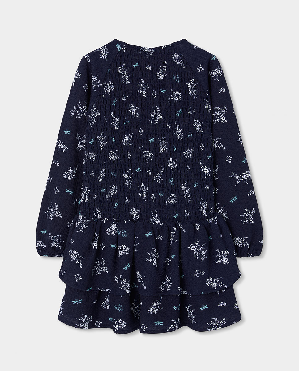 Vestido Infantil de Manga Comprida com Estampado de Flores Multicolor-2