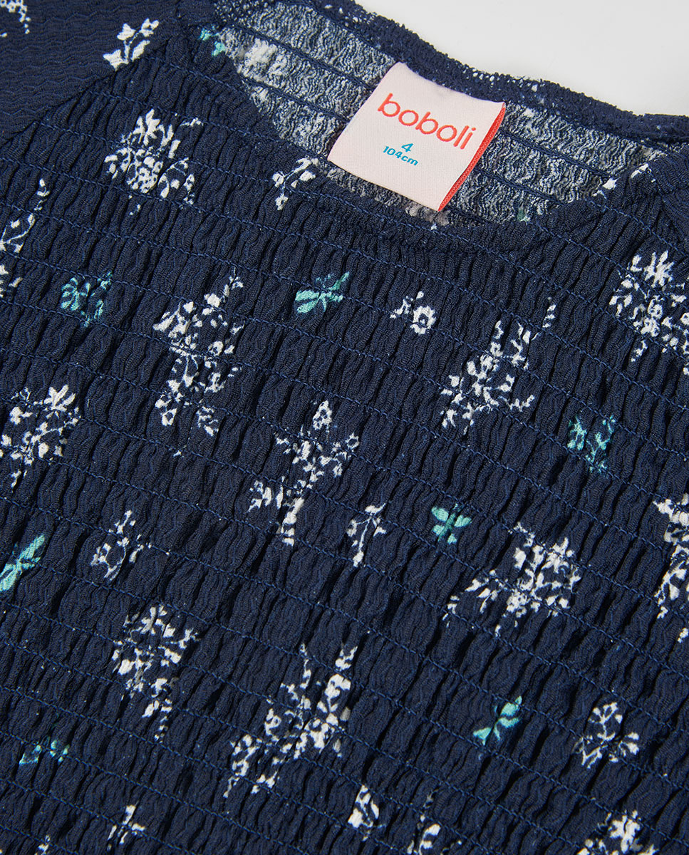 Vestido Infantil de Manga Comprida com Estampado de Flores Multicolor-3