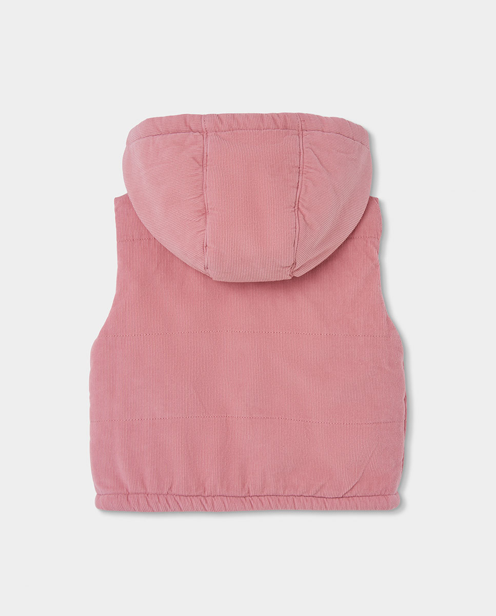 Colete Infantil de Algodão com Capuz Rosa-2