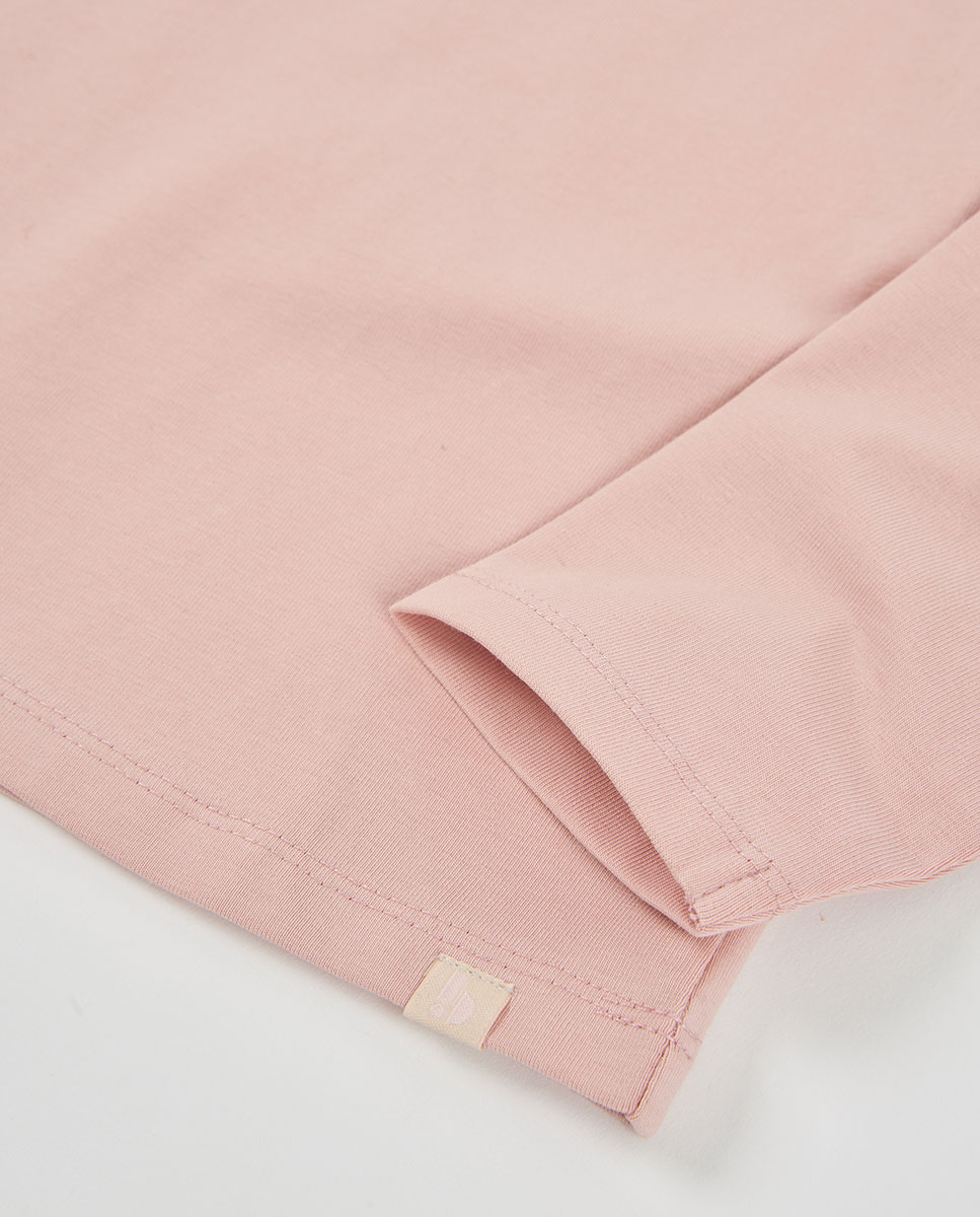 T-shirt Infantil de Manga Comprida com Gola Redonda Rosa-4