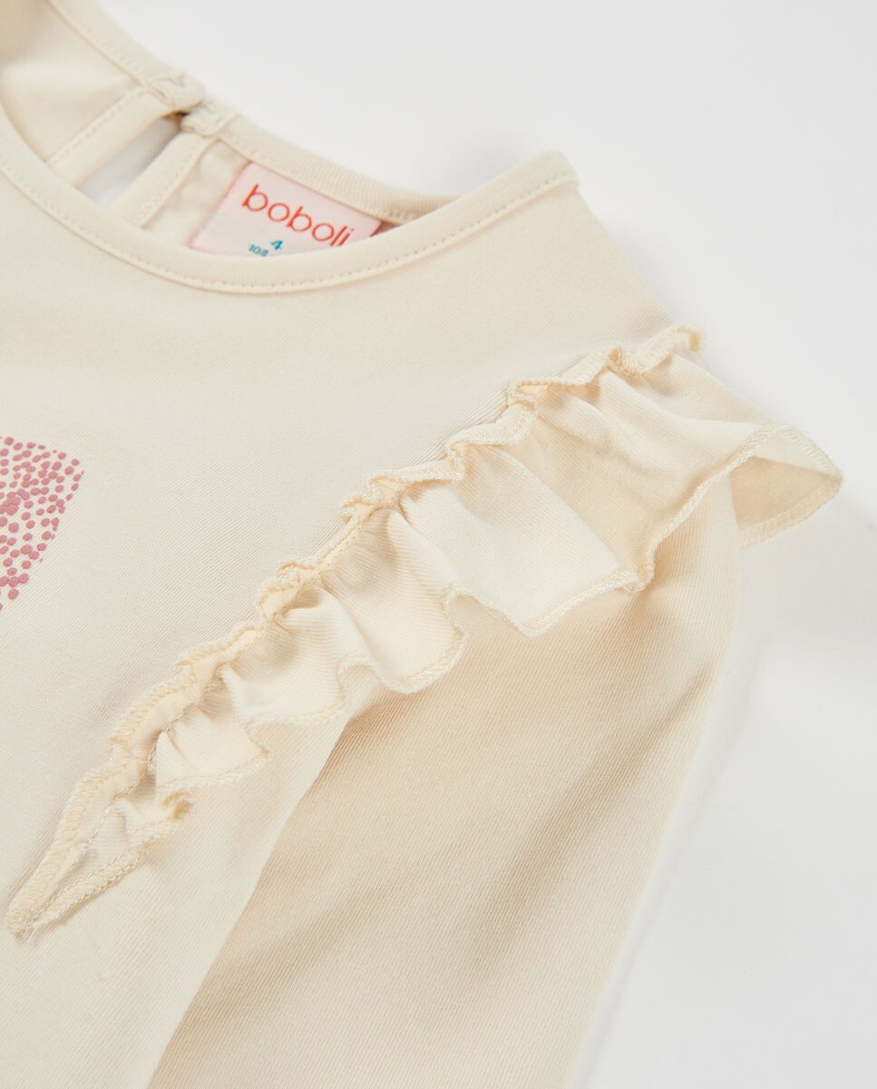 T-shirt Infantil de Manga Comprida com Gola Redonda Rosa-3