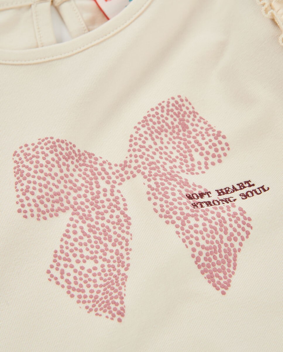 T-shirt Infantil de Manga Comprida com Gola Redonda Rosa-4