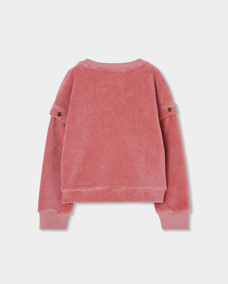 Sweatshirt Infantil de Manga Comprida com Gola Redonda Rosa-2