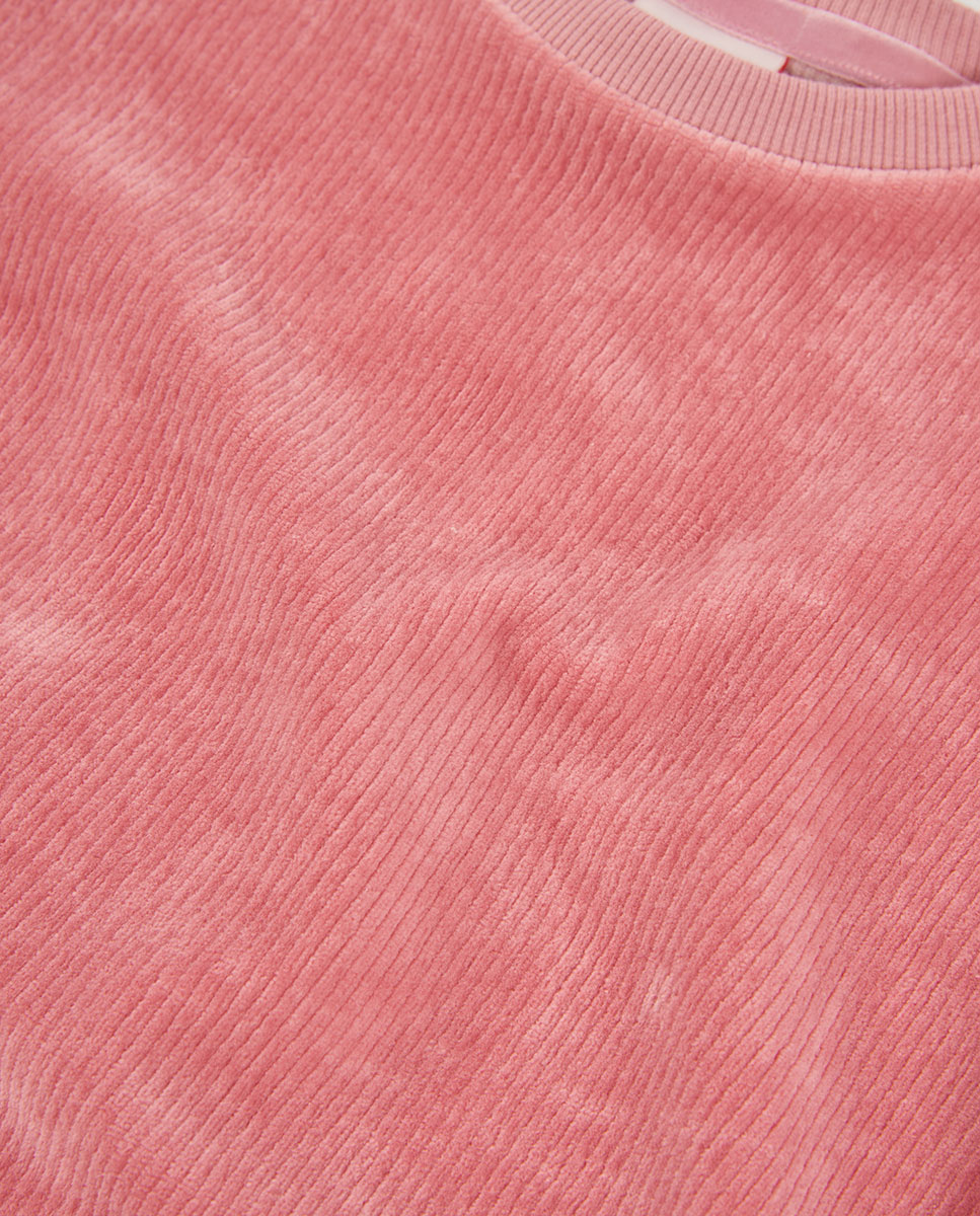 Sweatshirt Infantil de Manga Comprida com Gola Redonda Rosa-3