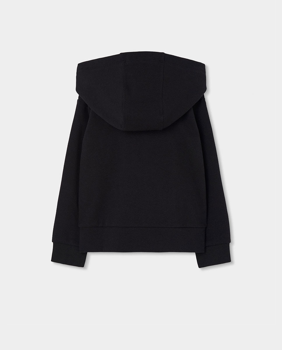 Parka Infantil com Capuz e Bolsos Frontais Preto / Prata-2