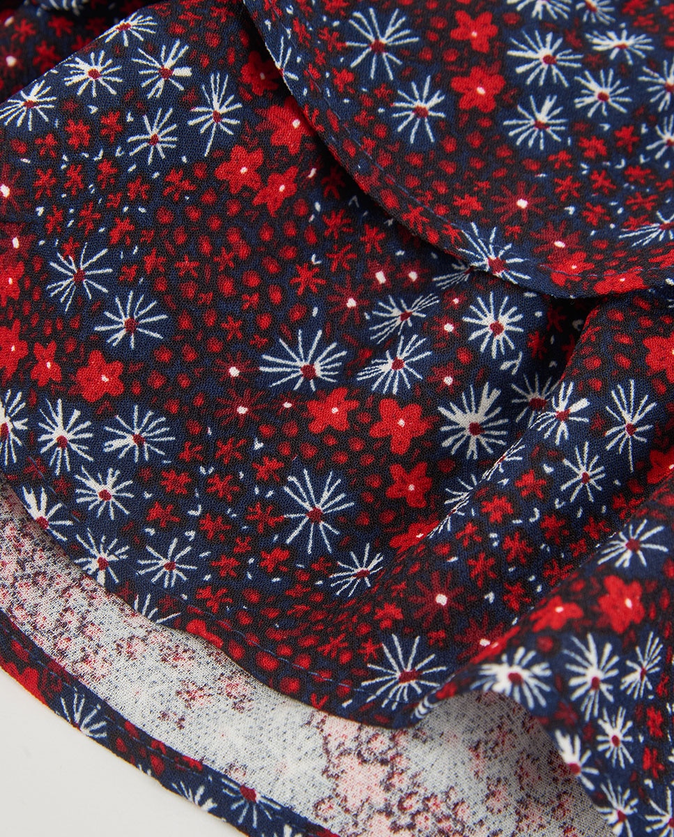 Saia Infantil com Estampado de Flores e Forro de Algodão Boboli Multicolor-4