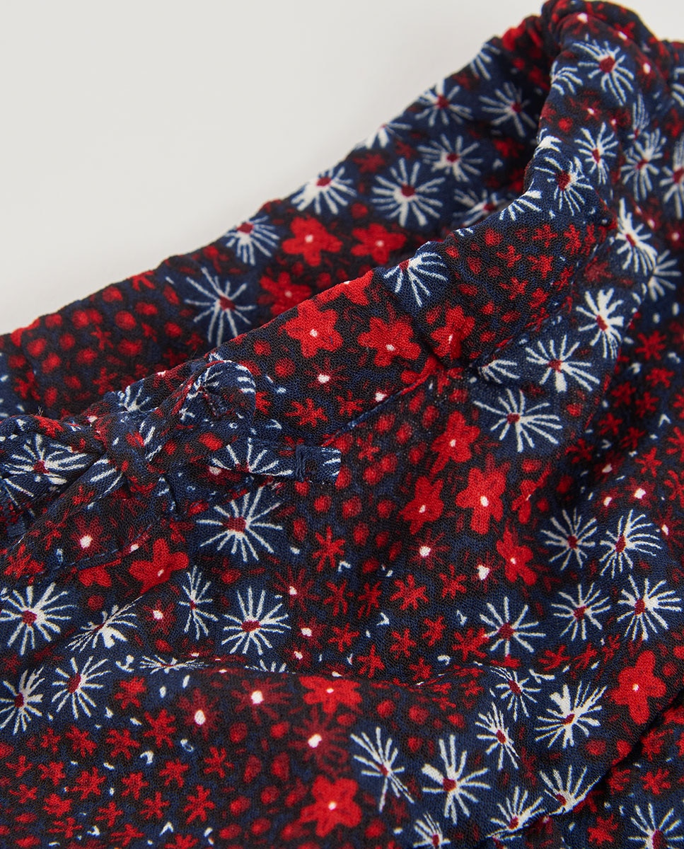 Saia Infantil com Estampado de Flores e Forro de Algodão Boboli Multicolor-3