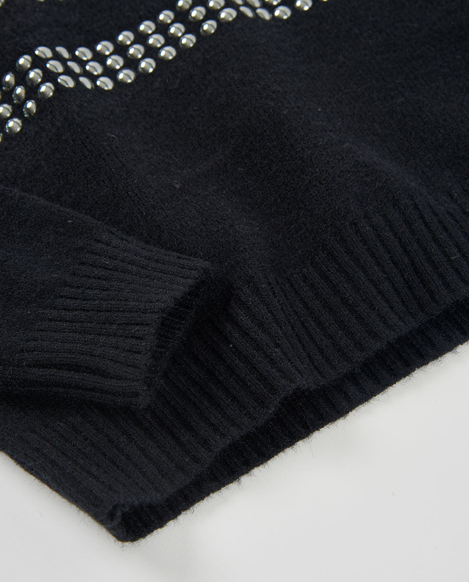 Camisola de Malha Infantil de Manga Comprida com Gola Redonda Preto / Prata-4