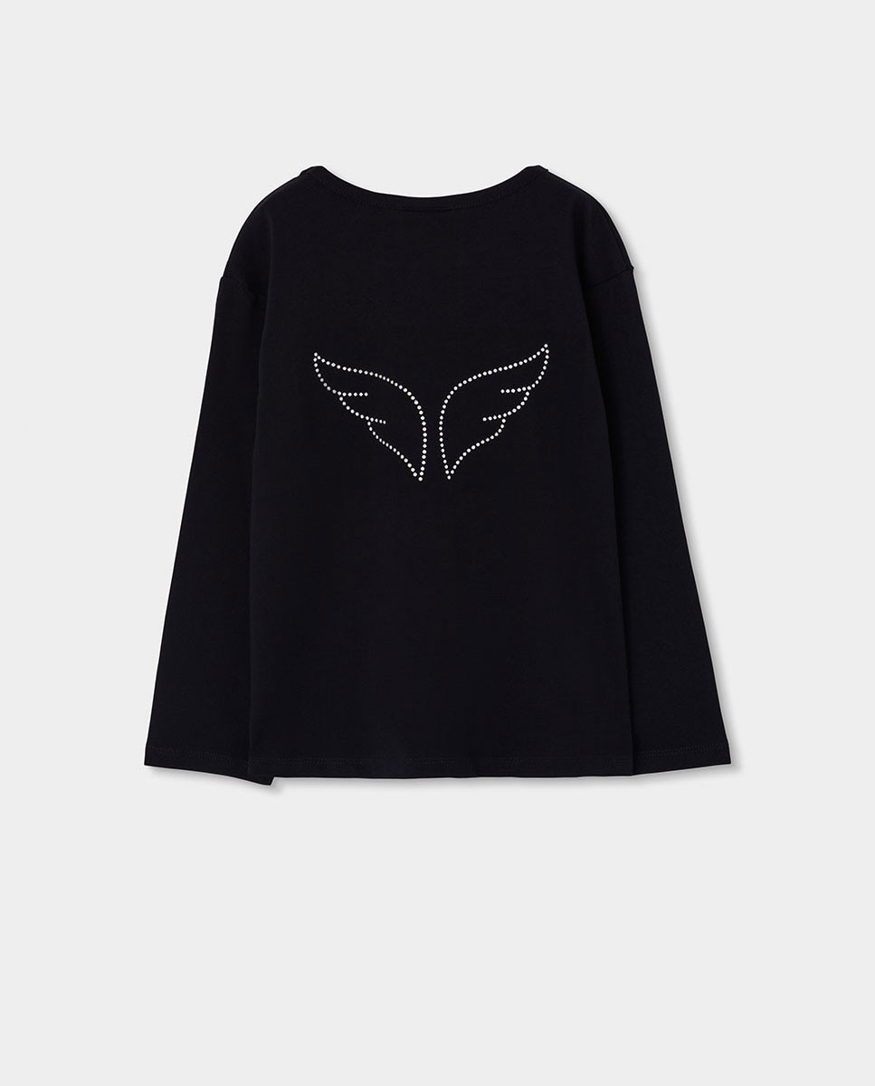 Camisola de Malha Infantil de Manga Comprida com Gola Redonda Branco-2