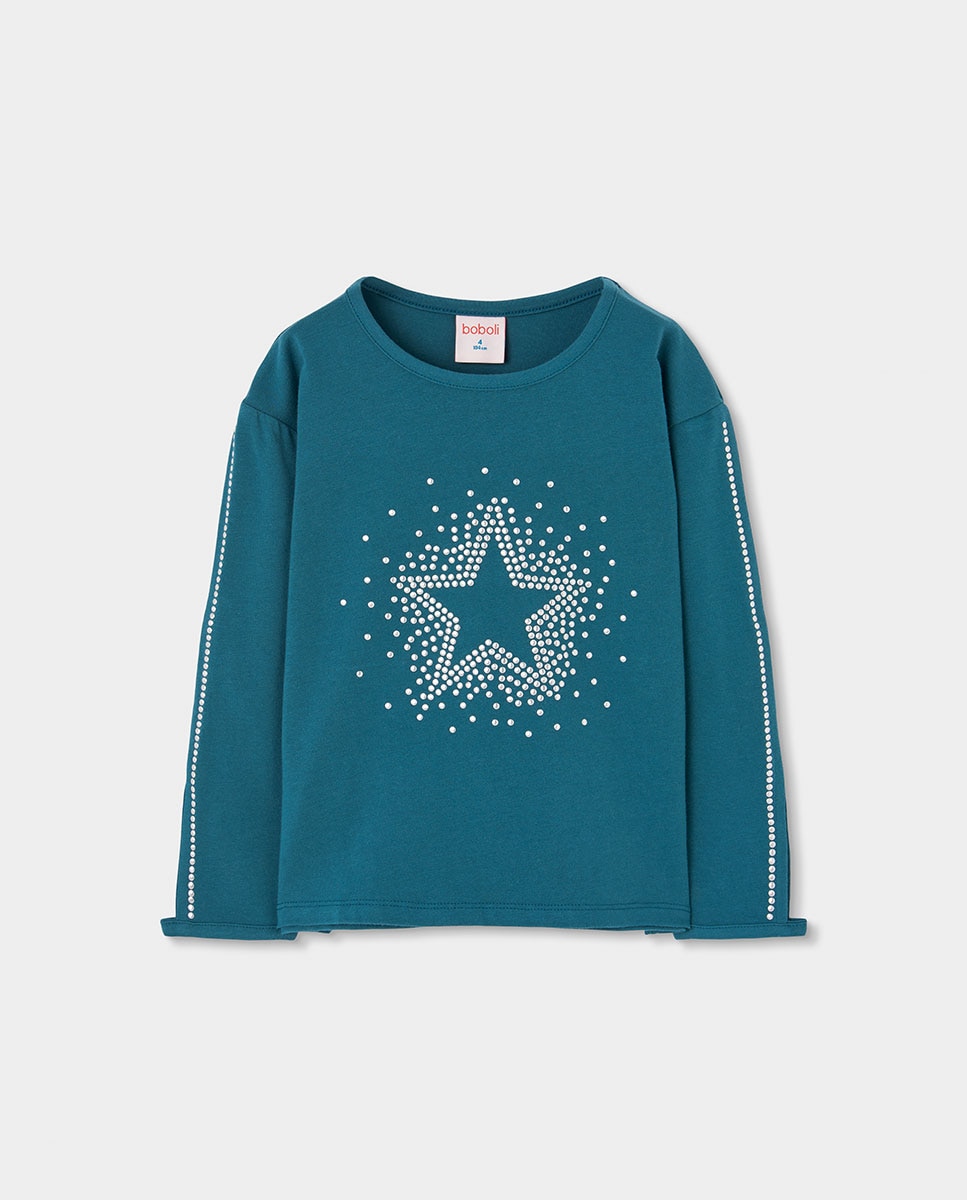 Imagem 0 de T-shirt Infantil de Manga Comprida com Gola Redonda