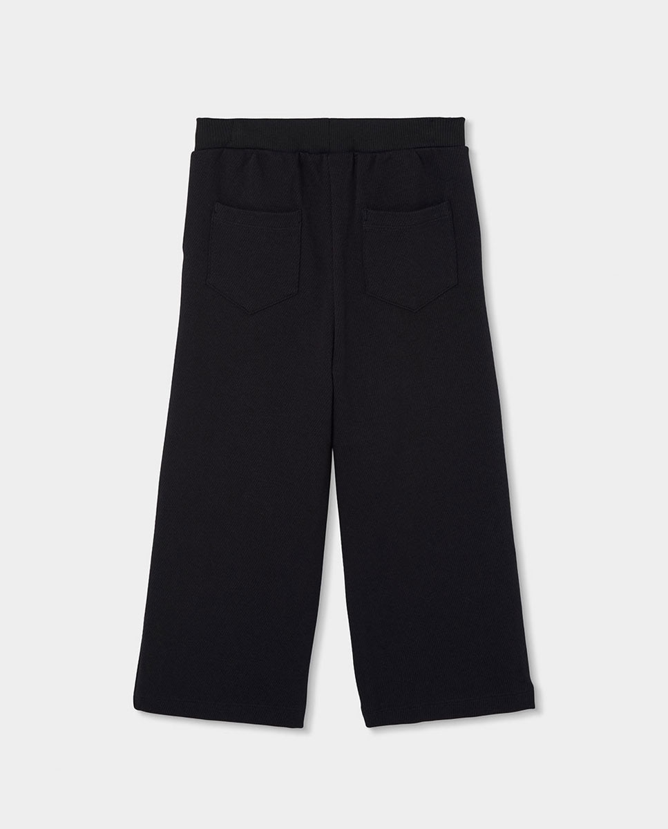 Calças Amplas Infantil com Cintura Subida Preto-2