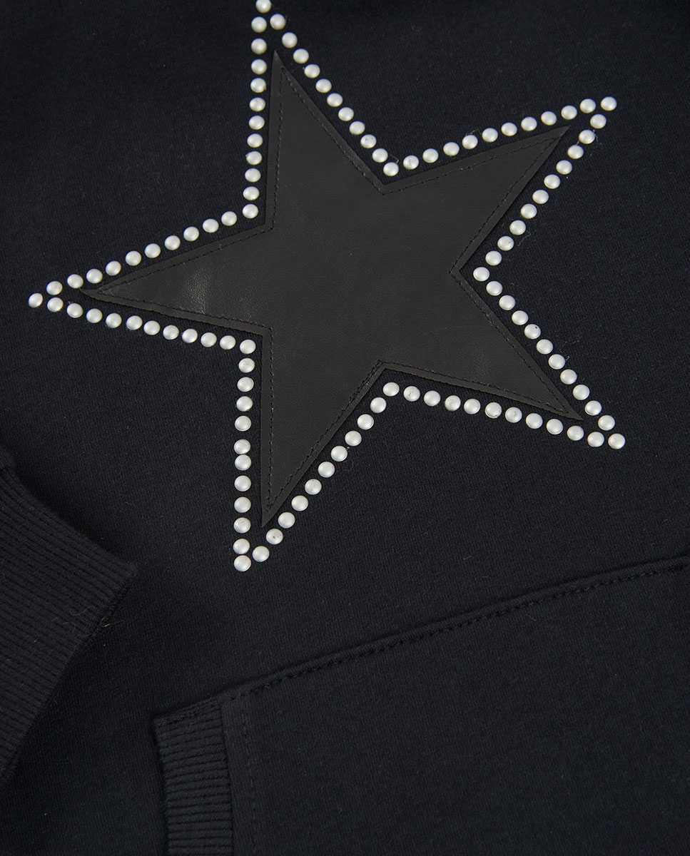Vestido de Felpa Infantil de Manga Comprida com Capuz Preto / Branco-4