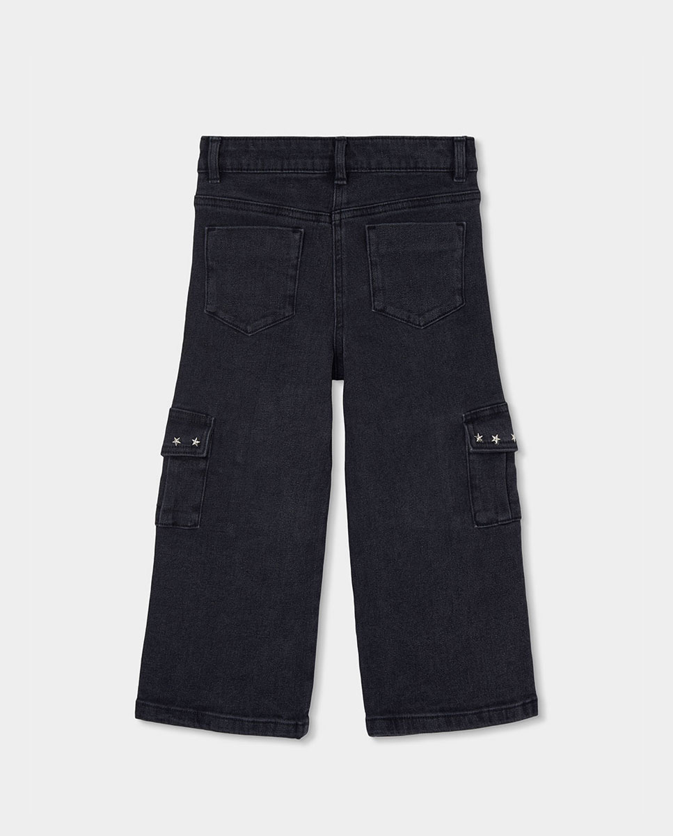 Calças Jeans Infantil de Algodão com Cintura Subida Branco-2