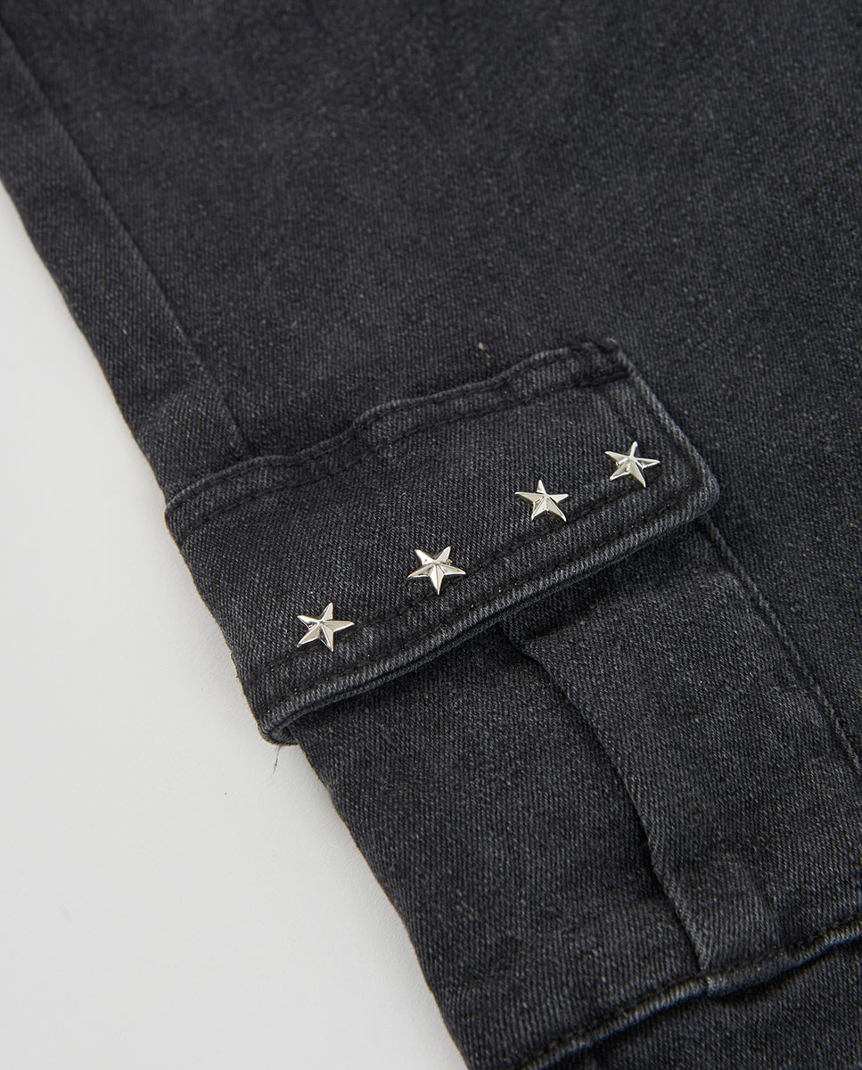 Calças Jeans Infantil de Algodão com Cintura Subida Branco-4