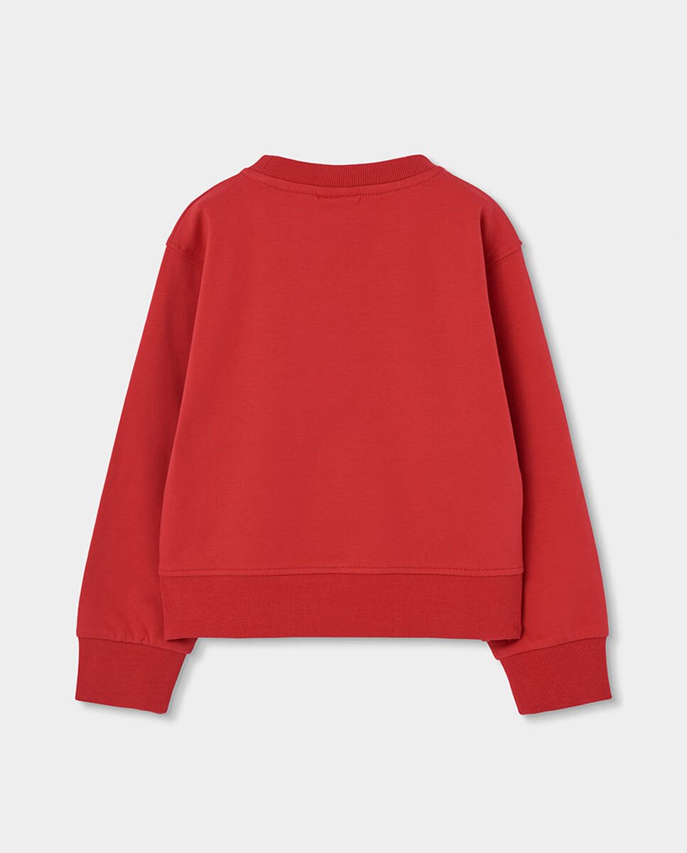 Camisola Infantil de Algodão de Manga Comprida com Gola Polo Vermelho / Preto-2