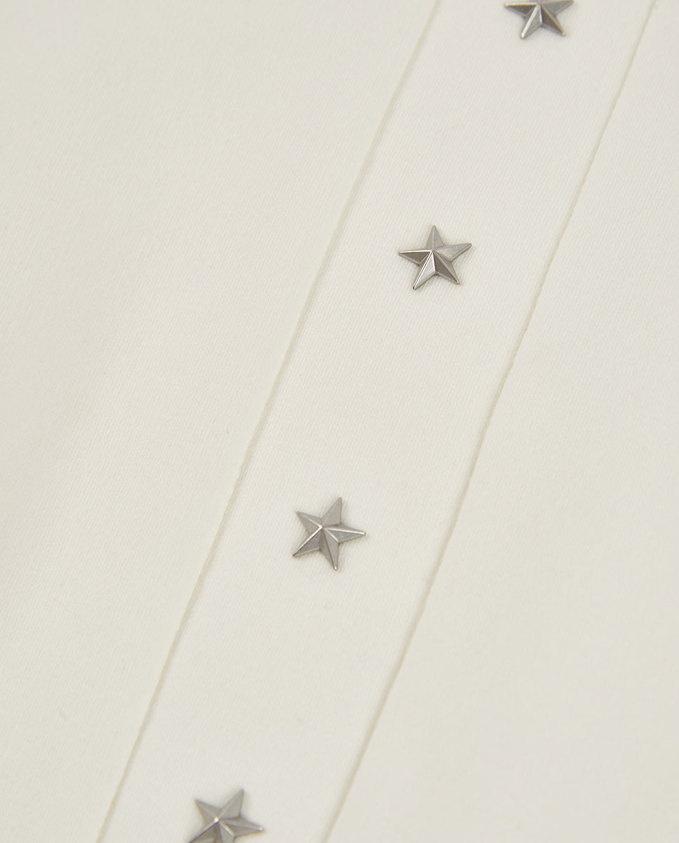 Sweatshirt de Felpa Infantil de Manga Comprida com Estampado de Estrelas Branco-4