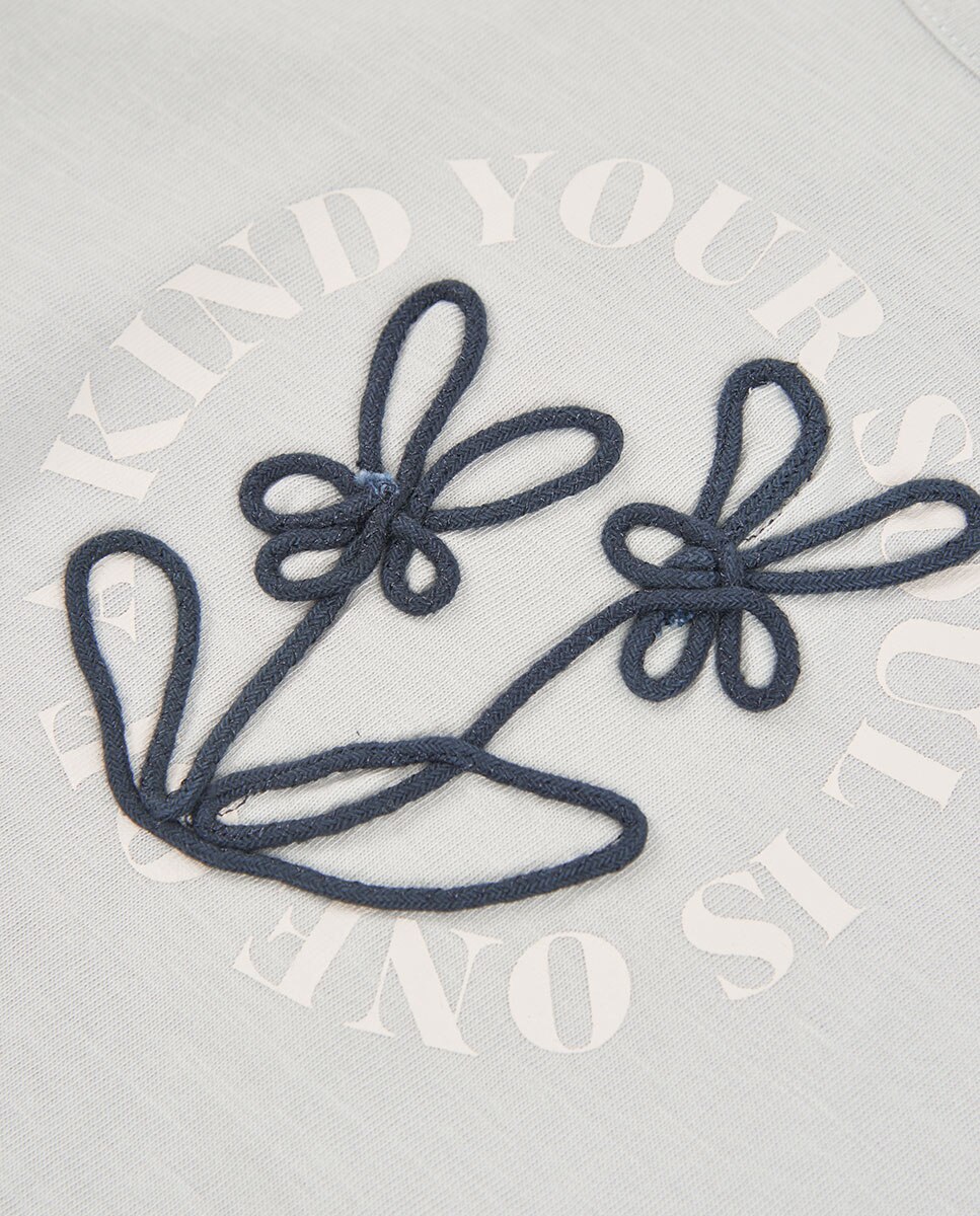 Saia Infantil com Estampado de Flores Cinzento / Preto-3