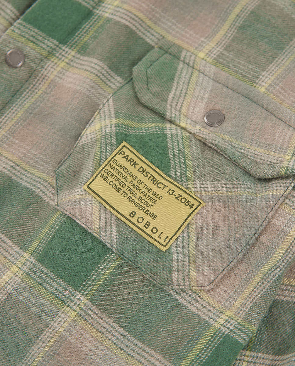 Sobrecamisa Infantil de Algodão Aos Quadrados Amarelo-3