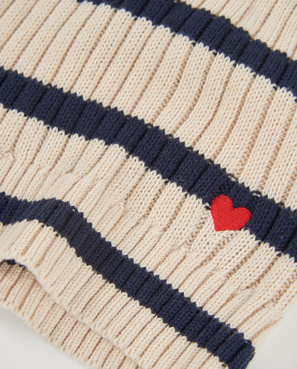 Colete Infantil de Algodão com Estampado Às Riscas e Fecho Zip Antracite-4