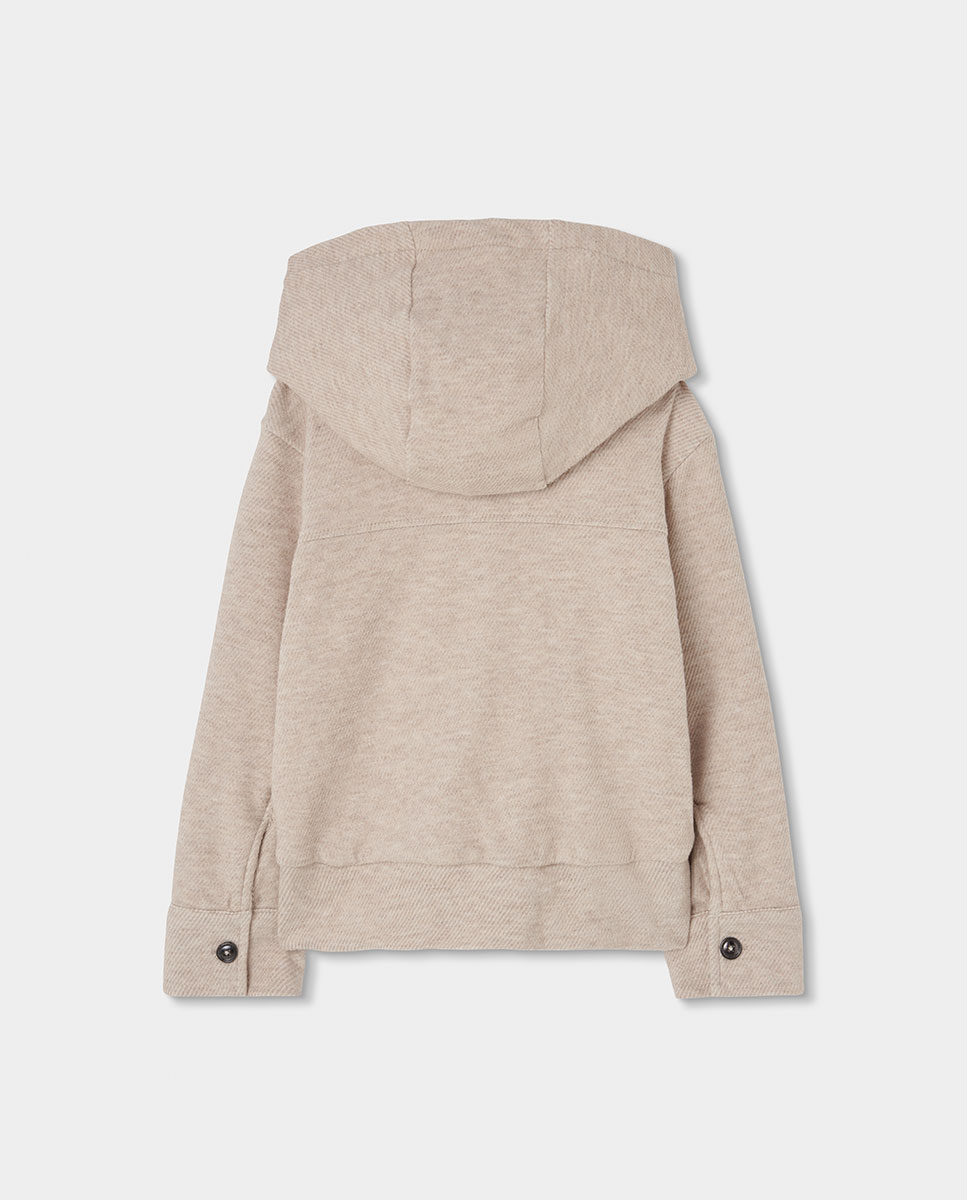 Blusão Infantil com Capuz e Fecho Zip Natural-2