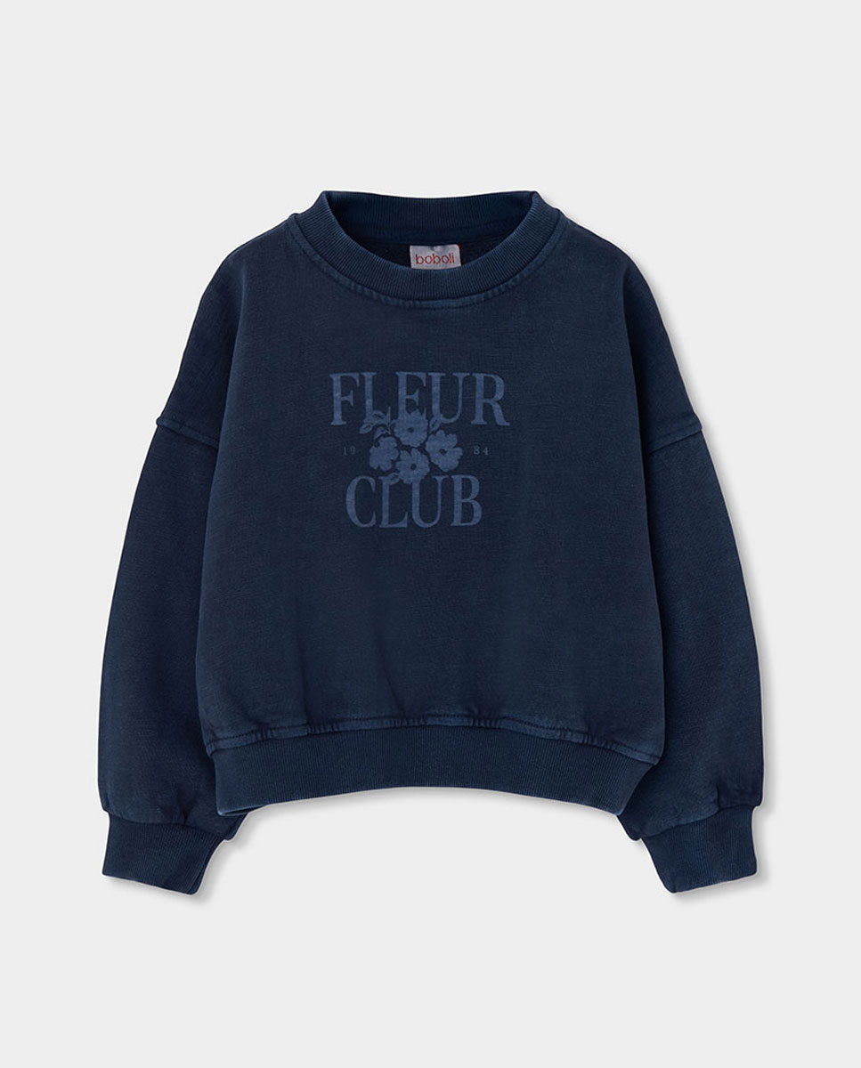 Imagem 0 de Sweatshirt de Felpa de Algodão Infantil de Manga Comprida com Gola Redonda