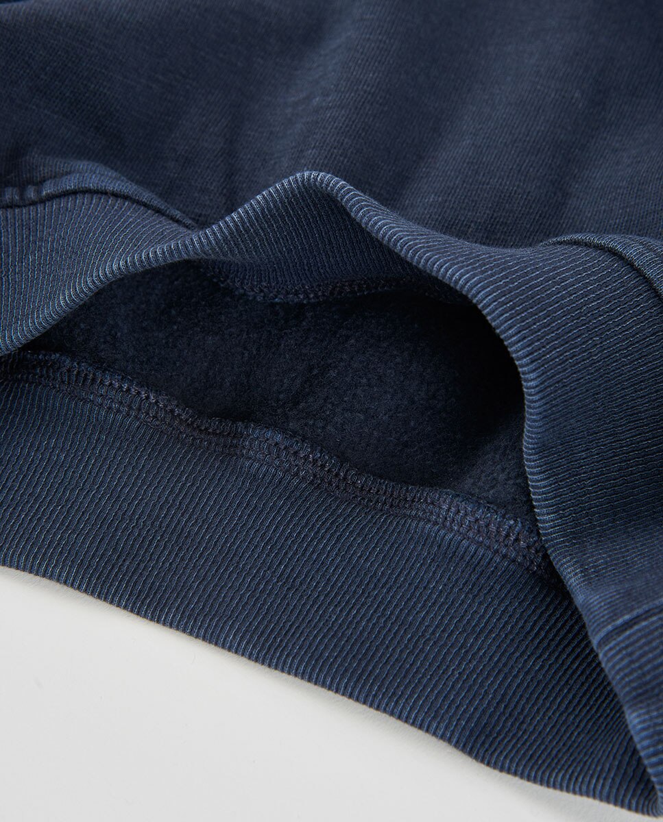 Sweatshirt de Felpa de Algodão Infantil de Manga Comprida com Gola Redonda Azul-4