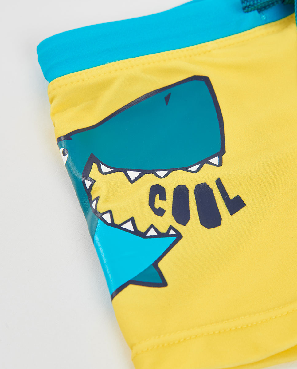 Fato de Banho Infantil Estampado em Amarelo Upf50+ Amarelo-3