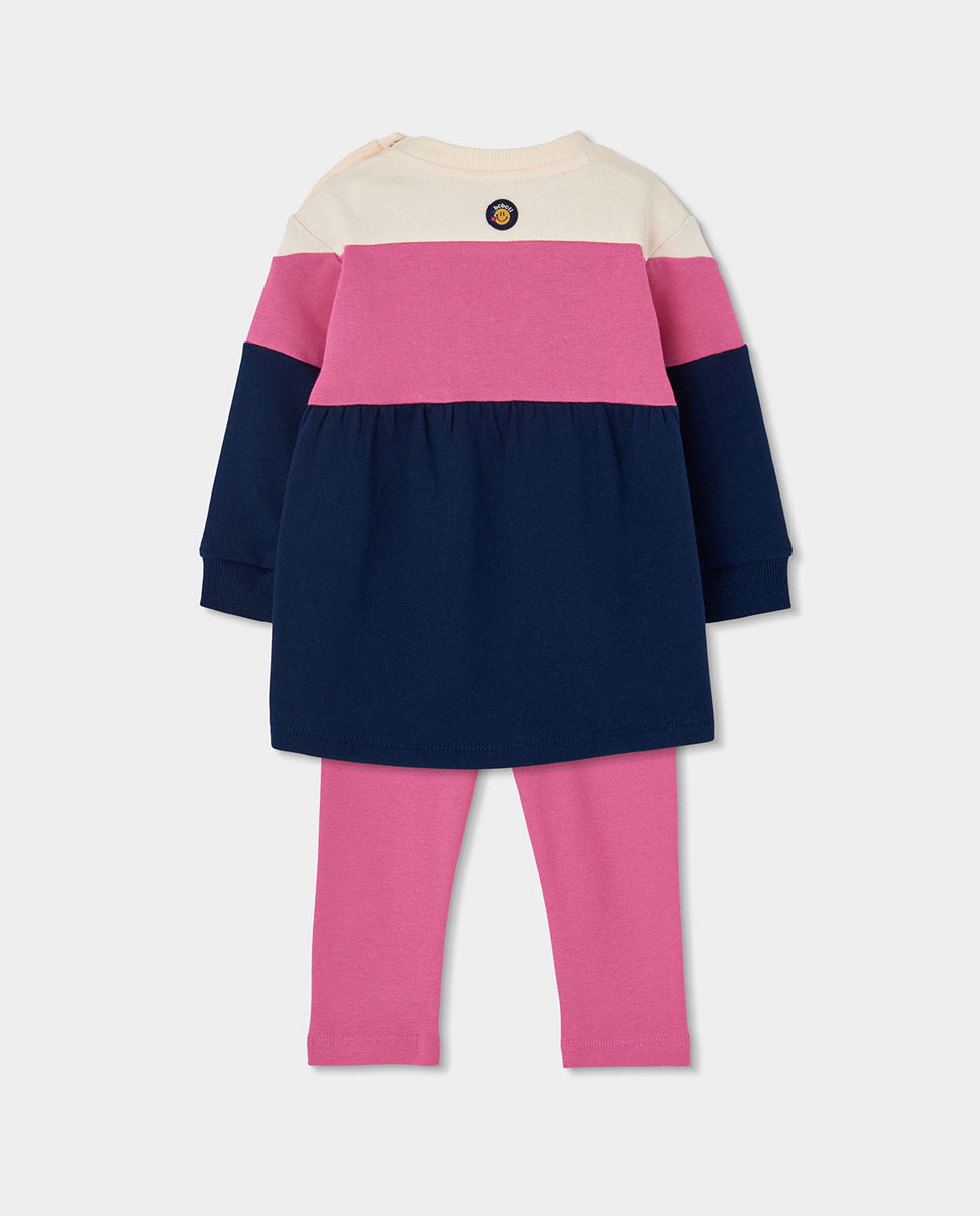 Conjunto de Sweatpants Infantil de Algodão e Manga Comprida Rosa-2