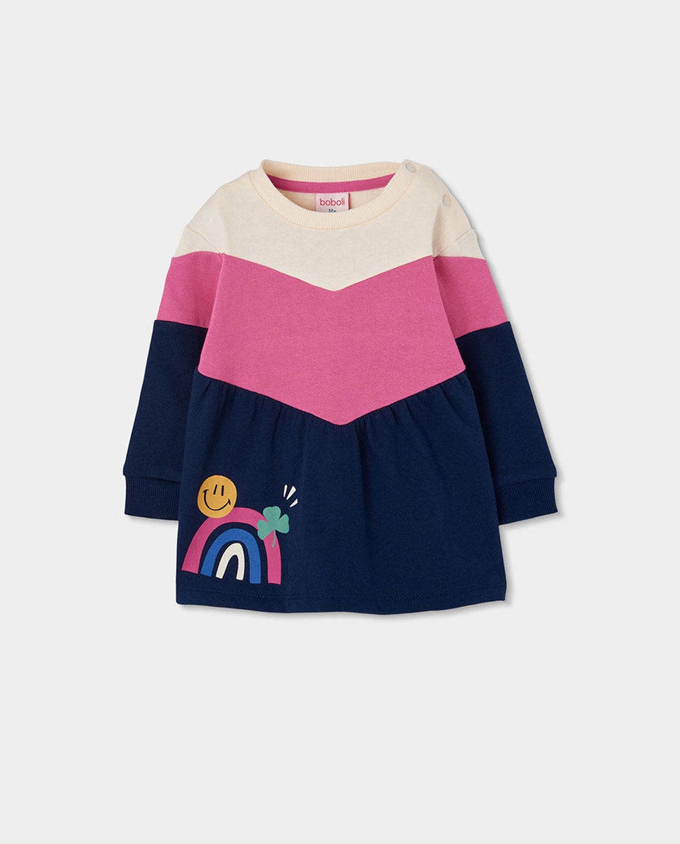 Conjunto de Sweatpants Infantil de Algodão e Manga Comprida Rosa-3